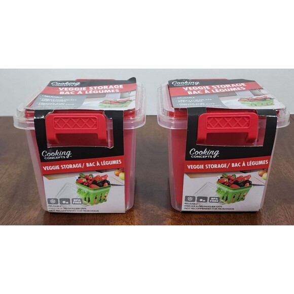 Cooking Concepts Veggie Storage Fruit Container Freezer Dishwasher Safe Set of 2 - Picture 1 of 4